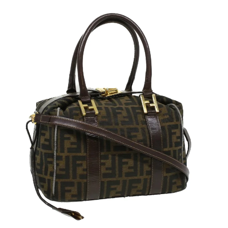 Fendi bags with a back - zip pocket for storing valuables securelyFENDI Hand Bag Zucca Canvas Brown  am3593