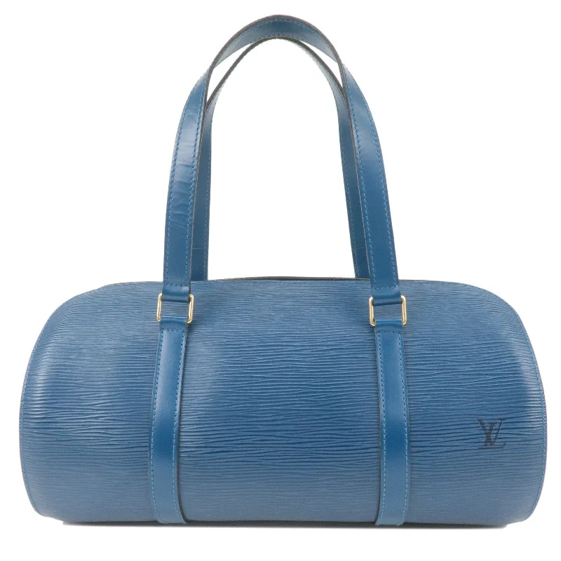 Louis Vuitton Petite Malle bags with a hard - shell structure for uniquenessLouis Vuitton Epi Soufflot Shoulder Bag Hand Bag Blue M52222