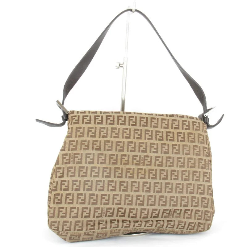 Fendi bags with a detachable tablet holder for using tablets on the goFENDI Mamma Bucket Zucca Pattern Shoulder Bag Beige Ladies