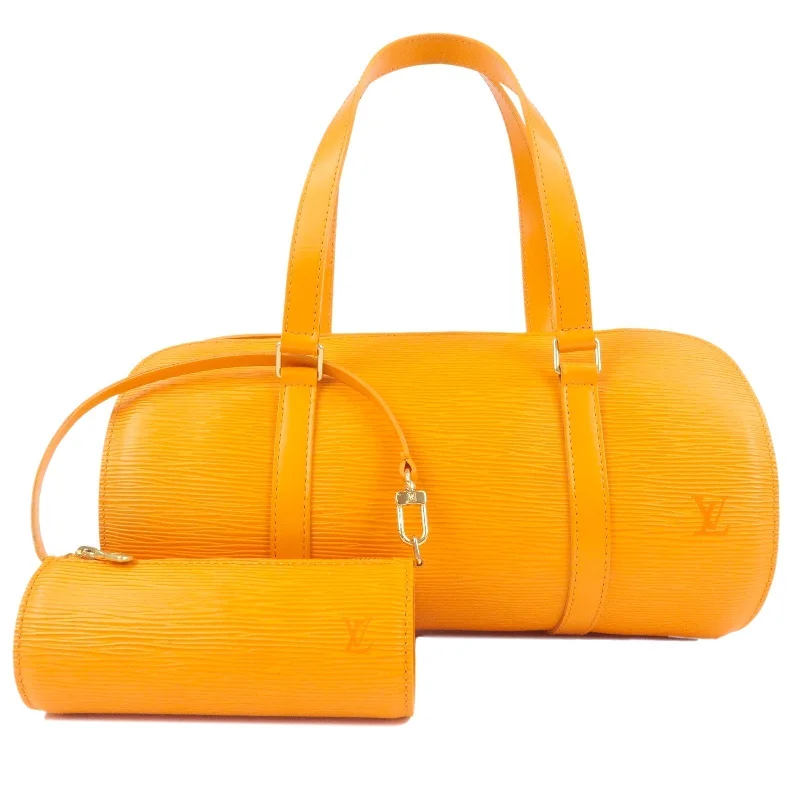 Ladies Louis Vuitton Capucines bags with gold - toned hardwareLouis Vuitton Epi Soufflot Hand Bag Mandarin Orange M5222H