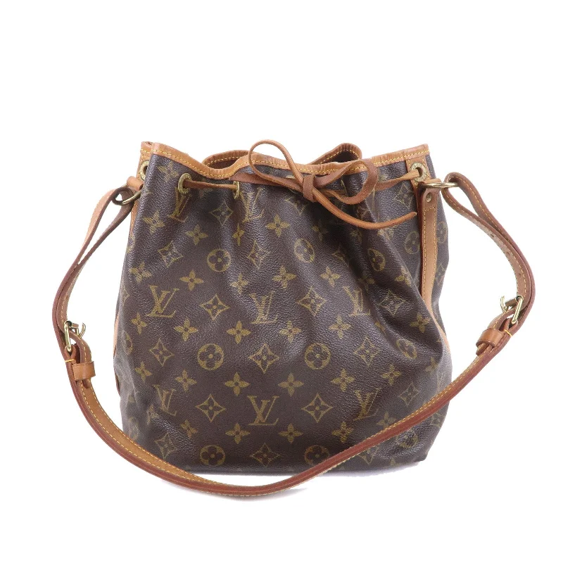 Louis Vuitton Alma bags with a monogram - embossed leather surfaceLouis Vuitton Monogram Petit Noe Shoulder Bag Brown M42226