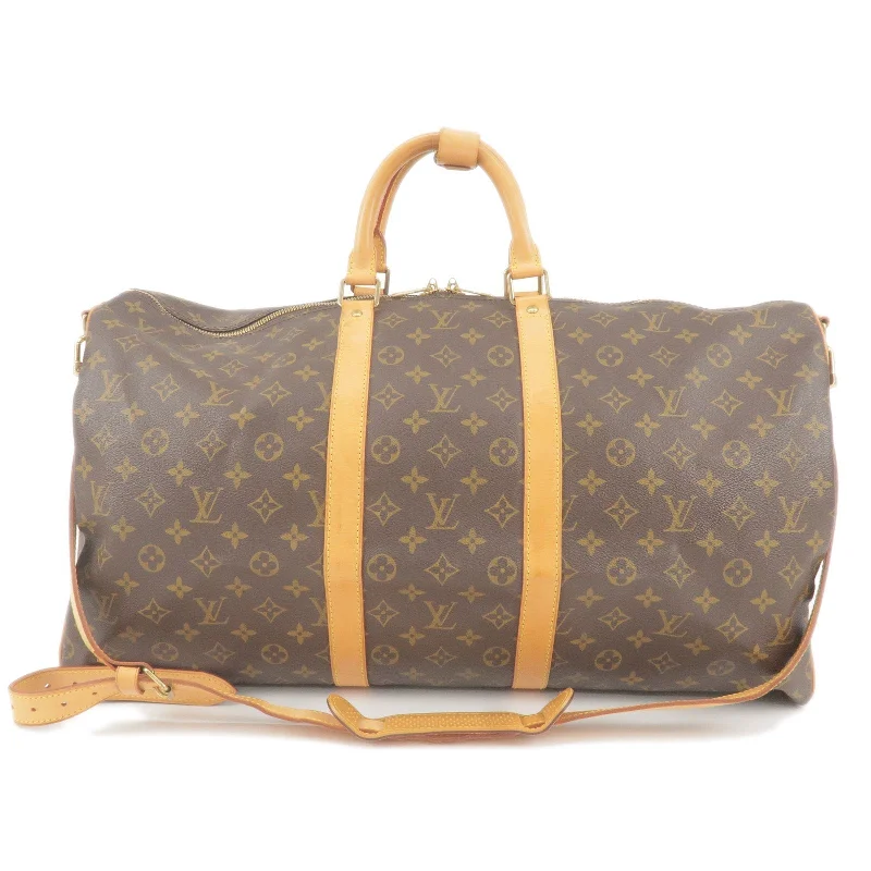 Louis Vuitton bags with a front - zip pocket for small items like keysLouis Vuitton Keep All Bandouliere 55 Boston Bag & Strap M41414