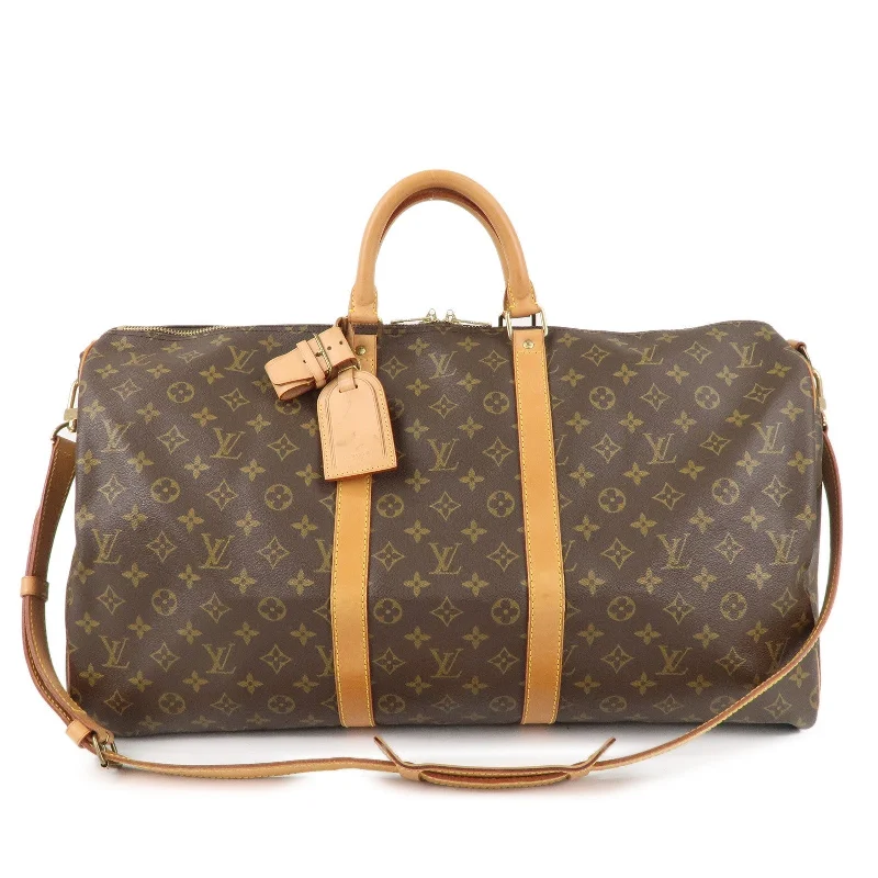 Louis Vuitton handbags with a back - zip pocket for storing valuablesLouis Vuitton Keep All Bandouliere 55 Boston Bag & Strap M41414