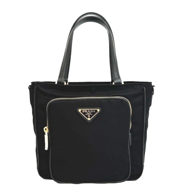 Prada handbags with a beaded trim for a touch of glamour and elegancePrada Black Tessuto Nylon Saffiano Leather Crossbody Satchel Bag