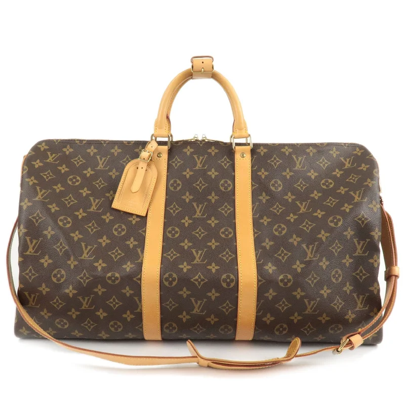 Louis Vuitton bags with a detachable mobile phone holder for convenienceLouis Vuitton Keep All Bandouliere 55 Boston Bag & Strap M41414