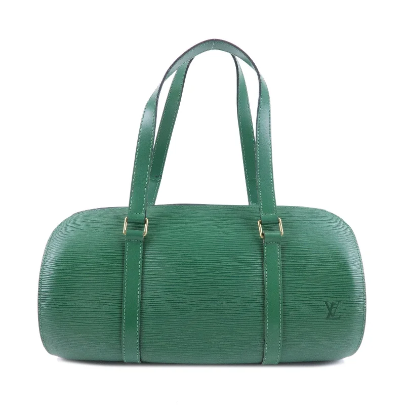 Ladies Louis Vuitton handbags with a detachable coin purse insideLouis Vuitton Epi Soufflot Hand Shoulder Bag Green M52224