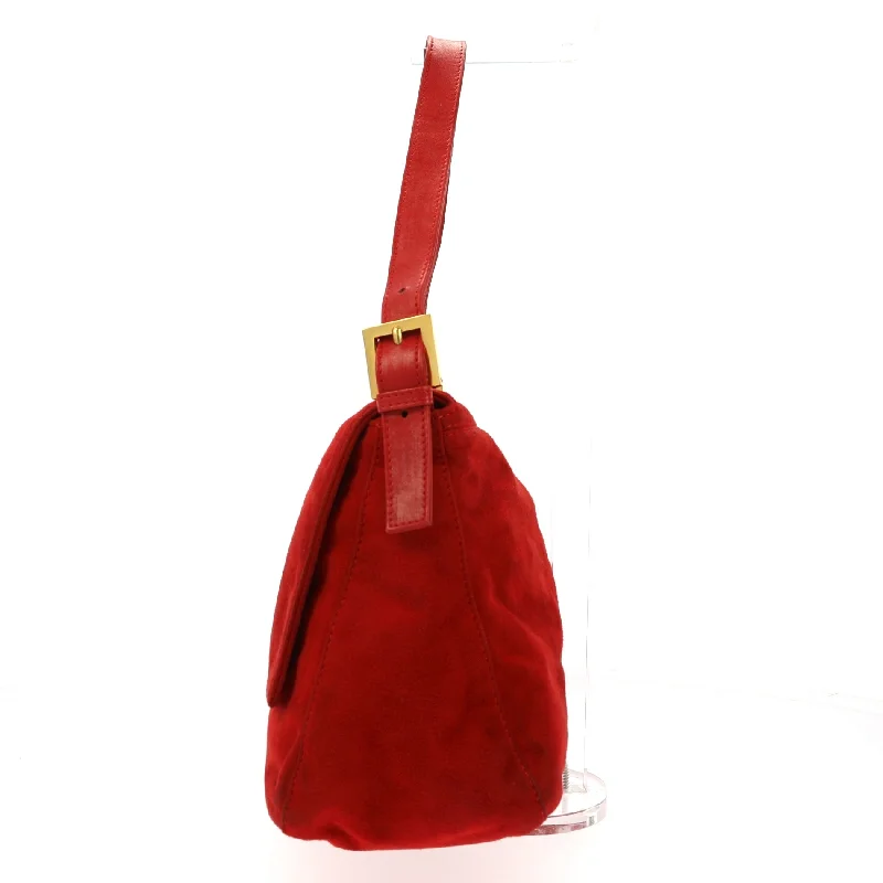 Fendi tote bags with a solar - powered charging panel for eco - friendly chargingFENDI Mamma Baguette Shoulder Bag in Red Suede