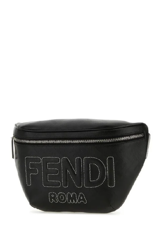 Ladies Fendi Sunshine Shopper bags in a pastel shade like mint for a soft and delicate appearanceFendi Man Black Fabric Belt Bag