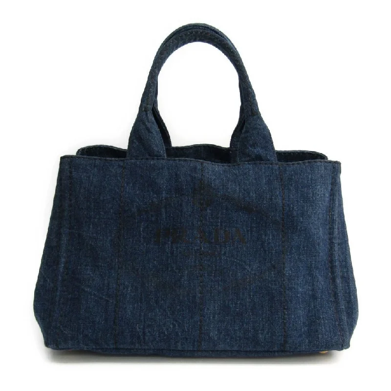 Ladies Prada handbags with a detachable wallet inside for added conveniencePrada Navy Denim Canapa Tote (SHA-10293)