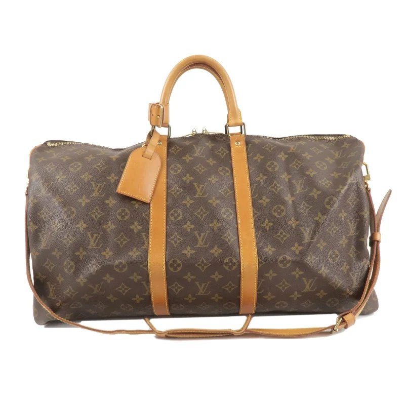 Ladies Louis Vuitton shoulder bags with a magnetic - closure flap for easeLouis Vuitton Keep All Bandouliere 55 Boston Bag M41414