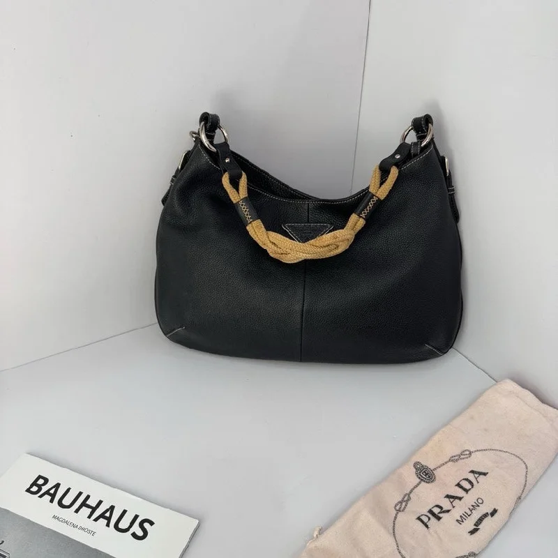 Prada crossbody bags with a keychain holder for practicalityPrada Black Cowhide Hobo Bag 39cm