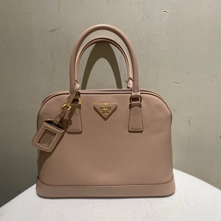 Ladies Prada shoulder bags with a single - handle design for simplicityPrada Alma Nude Leather Satchel Bag Medium