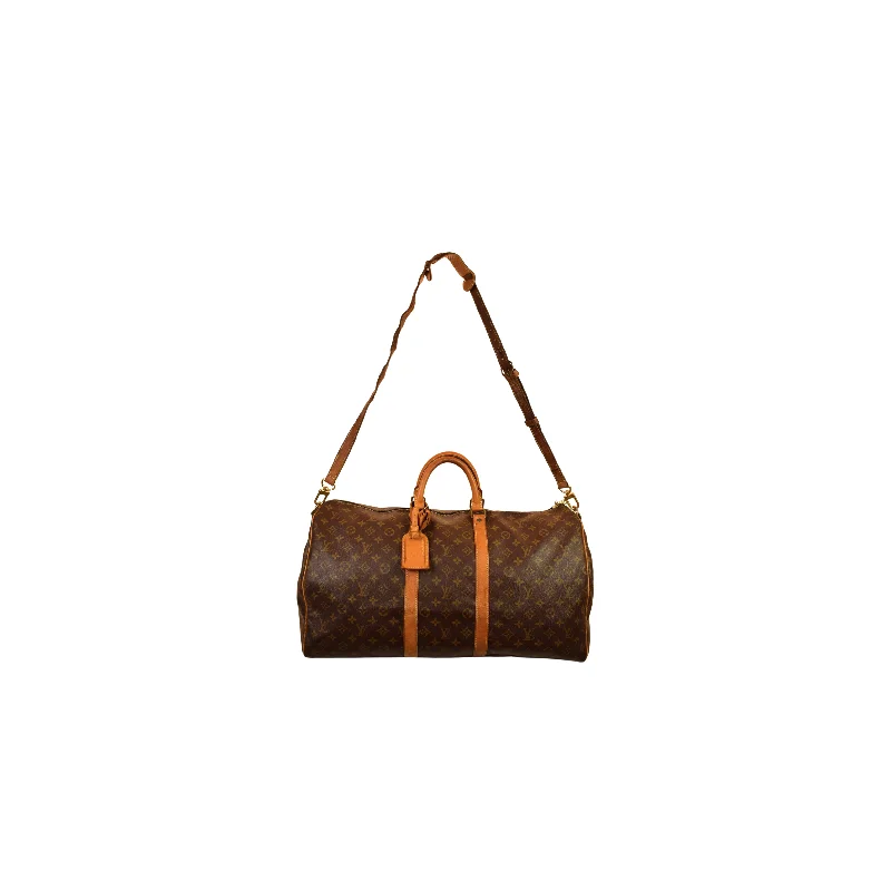 Ladies Louis Vuitton handbags with a detachable coin purse insideLouis Vuitton Keepall 55 Monogram Canvas + Stripe