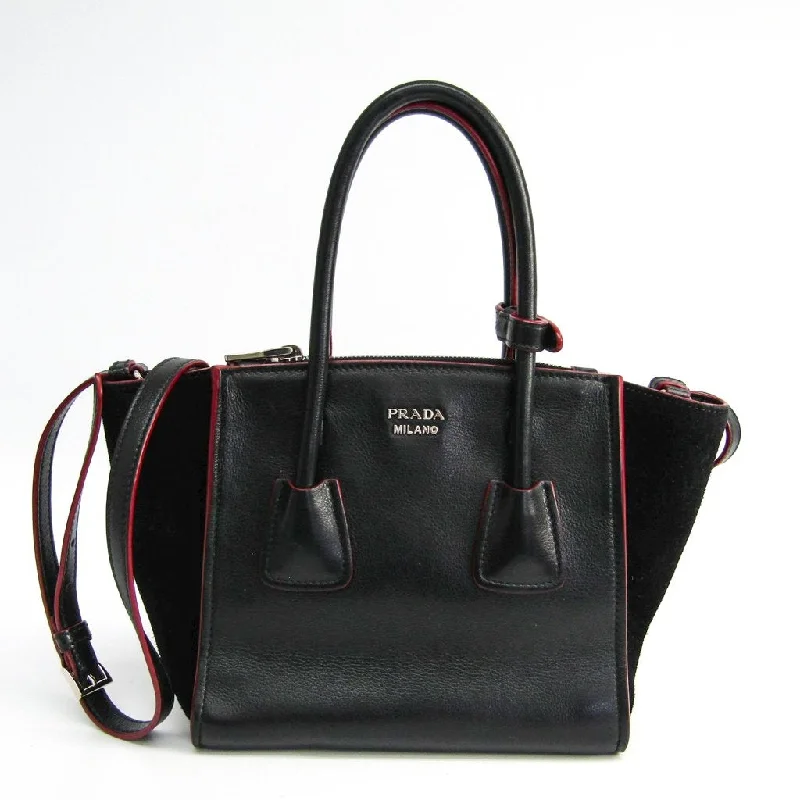 Prada Cleo bags with a snakeskin - effect panel for a bold and trendy lookPrada Nero Leather Two Way Tote (SHA14351)