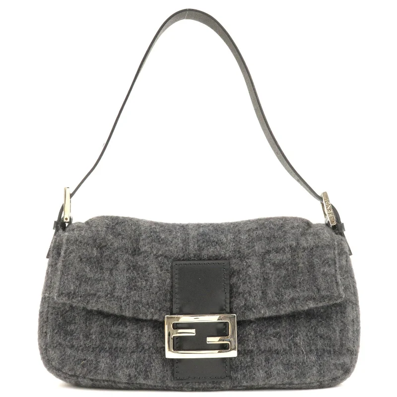 Fendi backpacks with a padded laptop sleeve for travel and work - related useFENDI Mamma Baguette Knit Leather Shoulder Bag Gray 26424