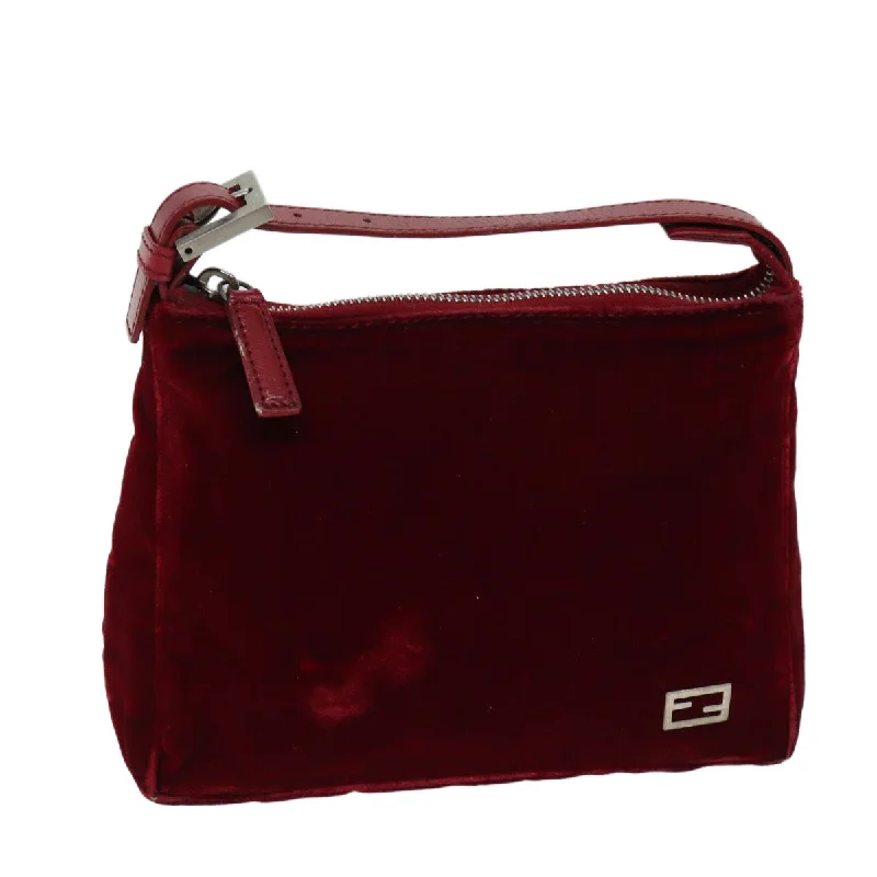 Fendi tote bags with a double - handle and shoulder - strap option for versatile carryingFENDI Hand Bag Velor Red  bs13552