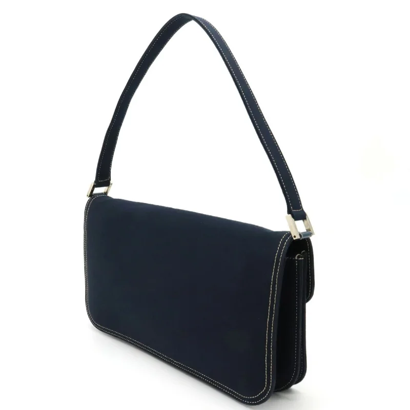 Fendi tote bags with a reinforced bottom for increased durabilityFENDI Mamma Bucket Shoulder Bag Canvas Navy