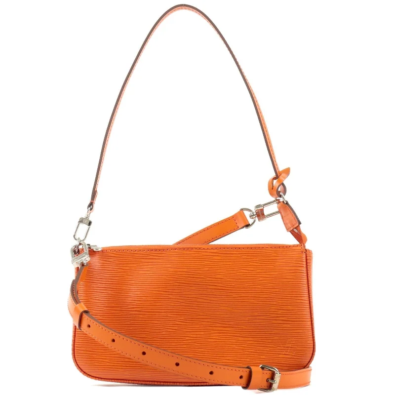 Louis Vuitton bags with a snap - button closure and a decorative charm for styleLouis Vuitton Epi Pochette Accessoires Pouch Piment Orange M40778