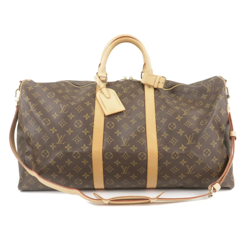 Louis Vuitton backpacks with a padded back panel for comfort during long - wearLouis Vuitton Keep All Bandouliere 55 Boston Bag & Strap M41414