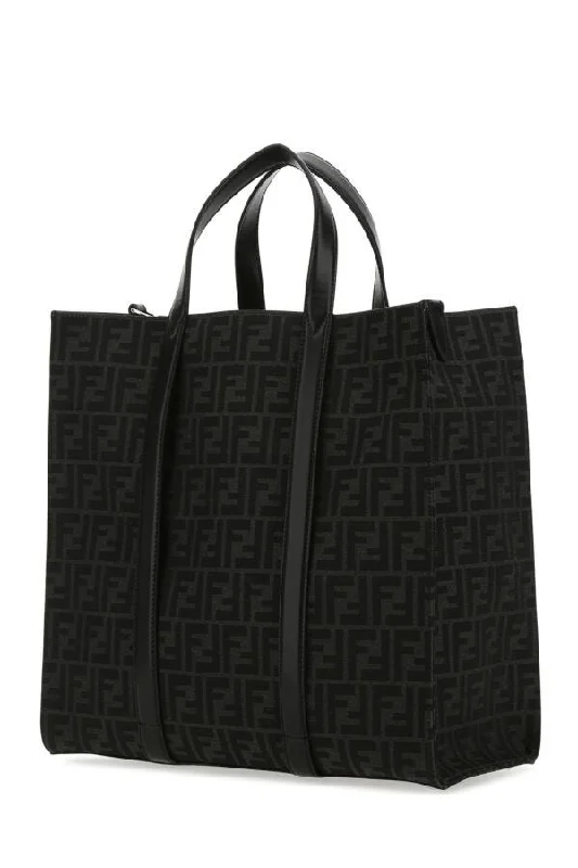 Ladies Fendi Peekaboo bags with gold - toned hardware for a touch of luxuryFendi Man Embroidered Canvas Shopping Bag