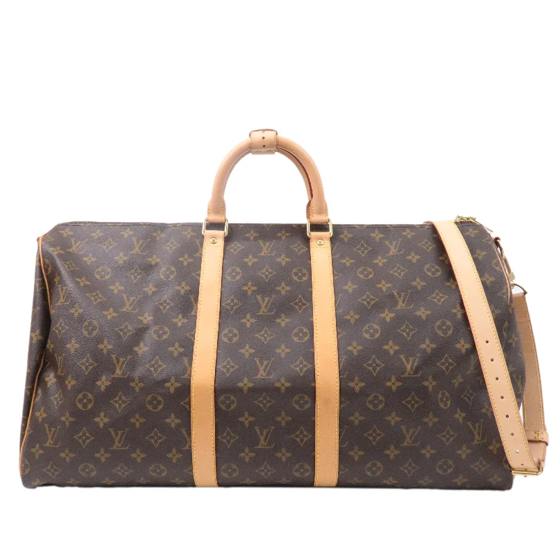 Louis Vuitton handbags with a back - zip pocket for storing valuablesLouis Vuitton Monogram Keep All Bandouliere 55 Bag M41414