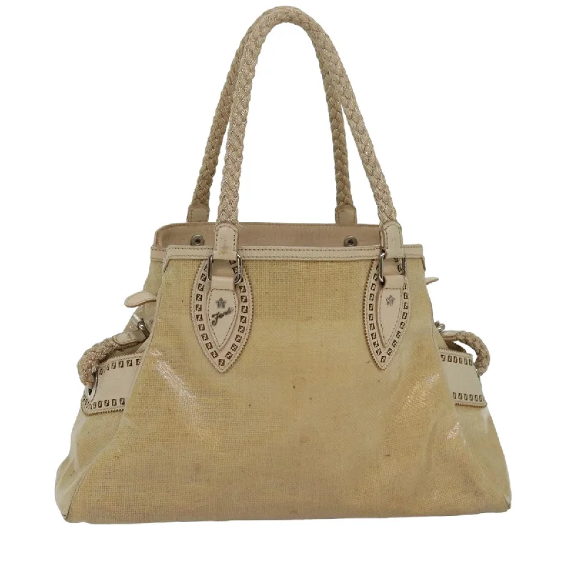 Fendi bags with a patent - leather finish for a shiny and sophisticated appearanceFENDI Hand Bag Vinyl Beige  yk13660