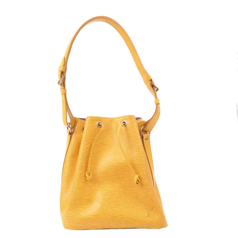 Ladies Louis Vuitton shoulder bags with a tassel decoration for charmLouis Vuitton Epi Petit Noe Shoulder Bag Tassili Yellow M44109