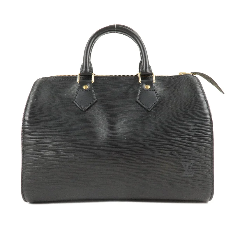 Louis Vuitton bags with a chain - link trim and a leather body for a modern edgeLouis Vuitton Epi Speedy 25 Hand Bag Boston Bag Noir M59032