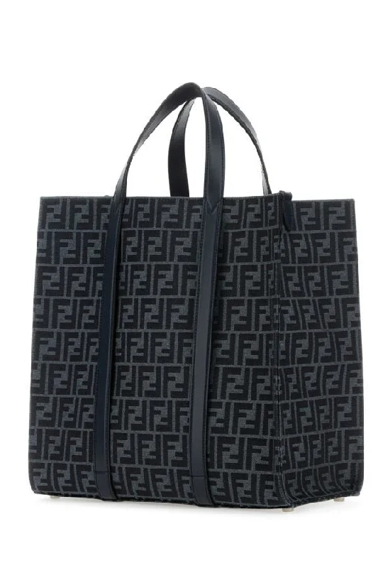 Fendi bags with a front - flap pocket and a turnlock for a classic and elegant aestheticFendi Man Embroidered Canvas Shopping Bag