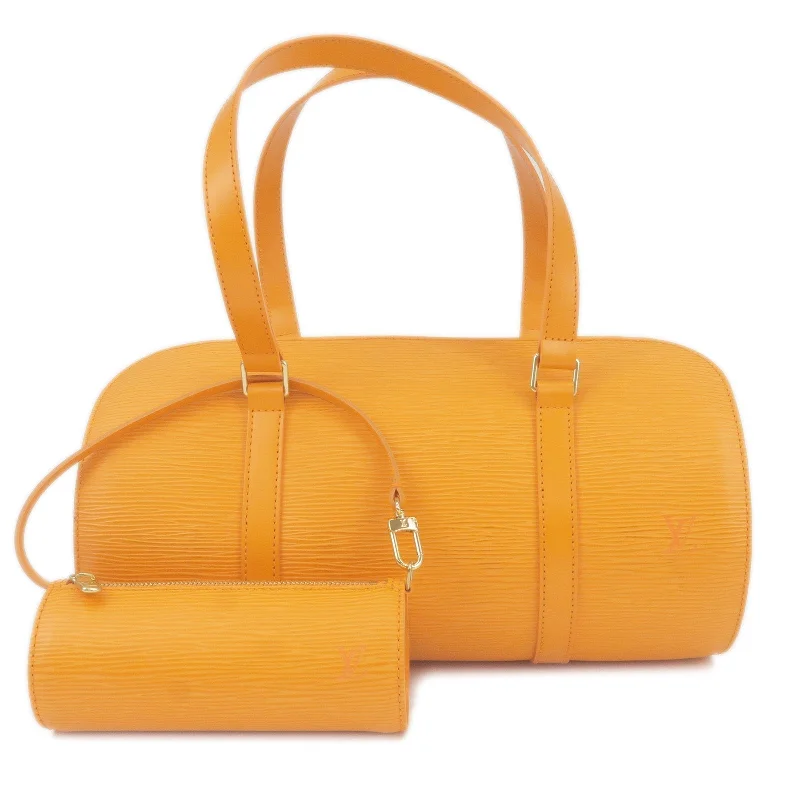 Louis Vuitton bags with a front - flap pocket for quick - access itemsLouis Vuitton Epi Soufflot Hand Bag & Mini Pouch Orange M5222H