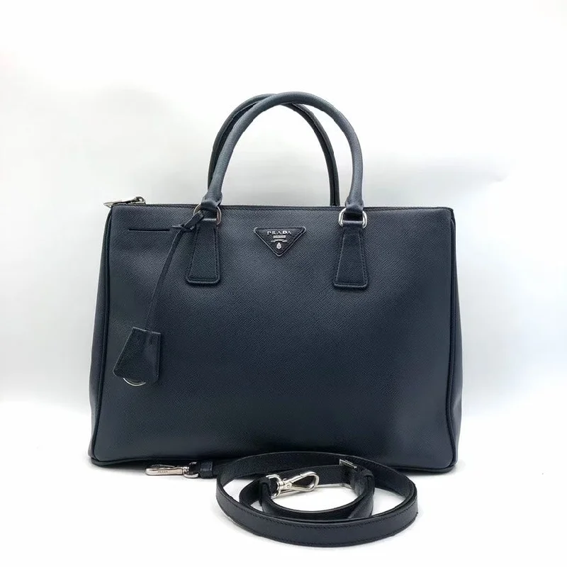 Prada bags with a detachable mobile phone holder for on - the - go conveniencePrada Saffiano Black Leather Tote Bag Medium