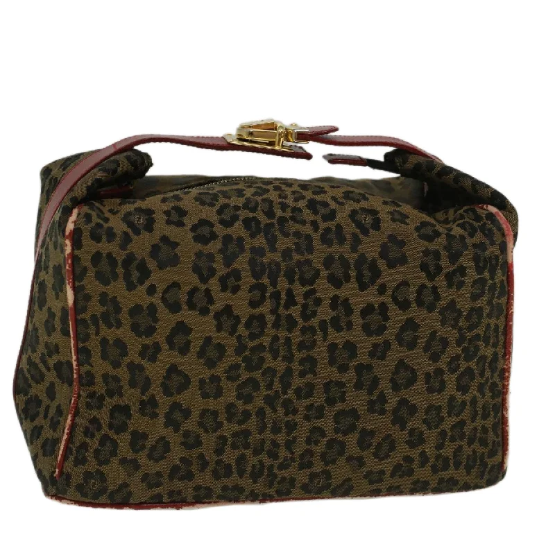 Fendi bags with a built - in USB charging port for keeping devices powered on the goFENDI Leopard Hand Bag Nylon Brown Red  th4301