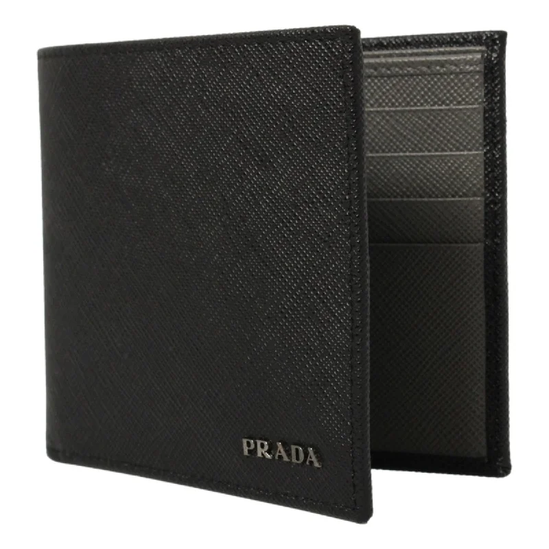 Prada nylon backpacks with a sleek, minimalist appearancePrada Nero Black Grey Saffiano Cuir Leather Billfold Wallet 2M0513