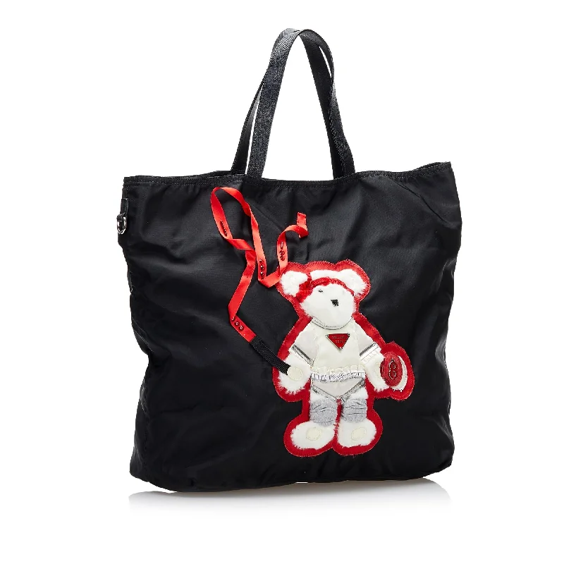 Prada Cleo bags with a crystal - embellished logo for added luxuryPrada Beijing Olympics Teddy Bear Tessuto Tote 37098