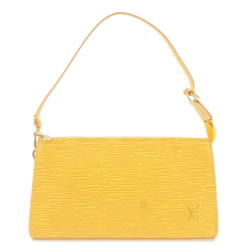 Ladies Louis Vuitton shoulder bags with a magnetic - closure flap for easeLouis Vuitton Epi Pochette Accessoires Pouch Tassili Yellow M52959