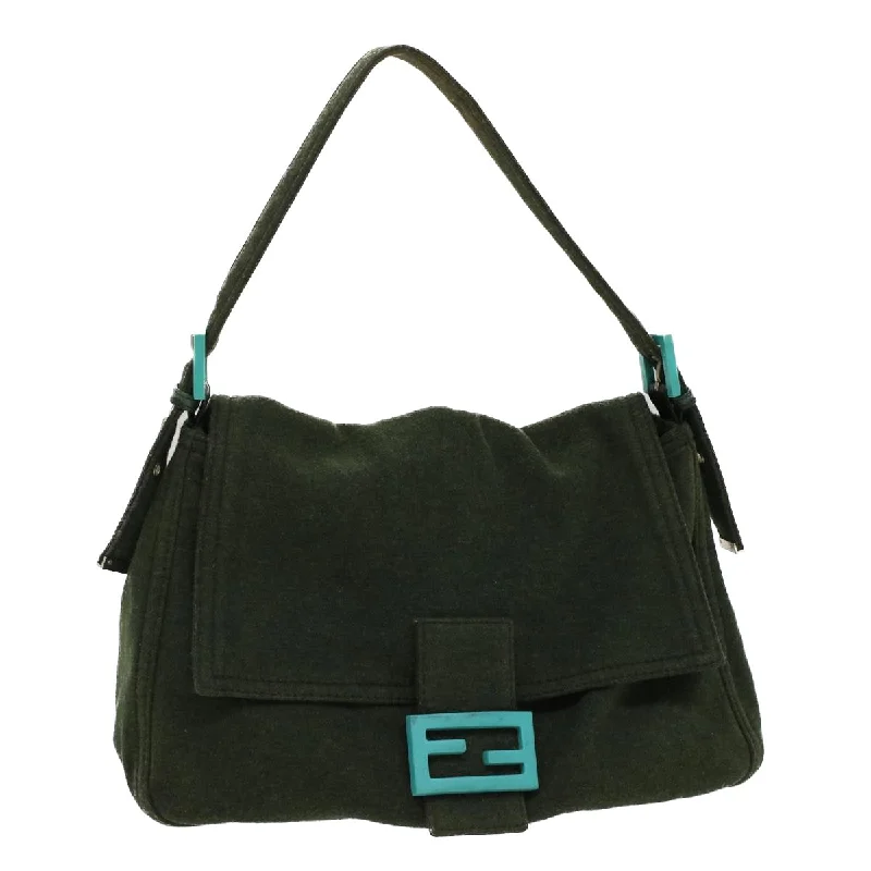 Fendi crossbody bags with a reflective strap for safety during low - light conditionsFENDI Mamma Baguette Shoulder Bag cotton Green Light Blue  bs8194