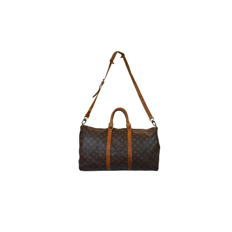 Ladies Louis Vuitton shoulder bags with a single - handle silhouetteLouis Vuitton Keepall 50 with Bandoulière strap Monogram Canvas