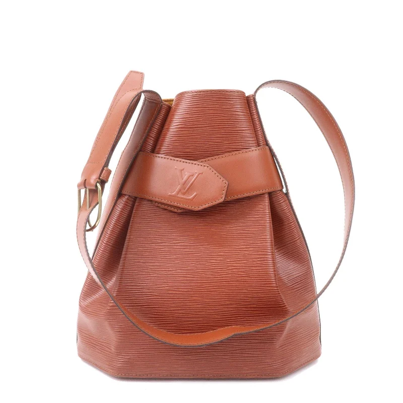 Ladies Louis Vuitton shoulder bags with a wide - width strap for comfortLouis Vuitton Epi Sac D'epaule PM Bucket Bag Kenya Brown M80203