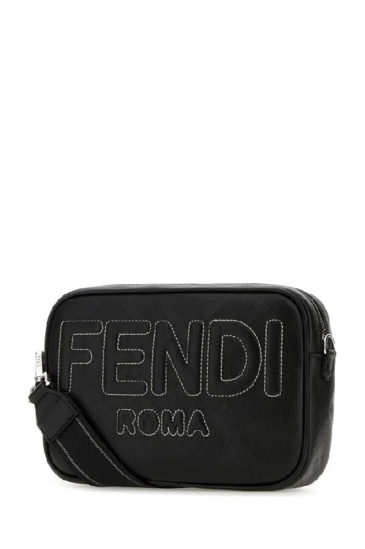 Fendi tote bags with a water - resistant lining for practicality during rainy daysFendi Man Black Fabric And Leather Shadow Crossbody Bag