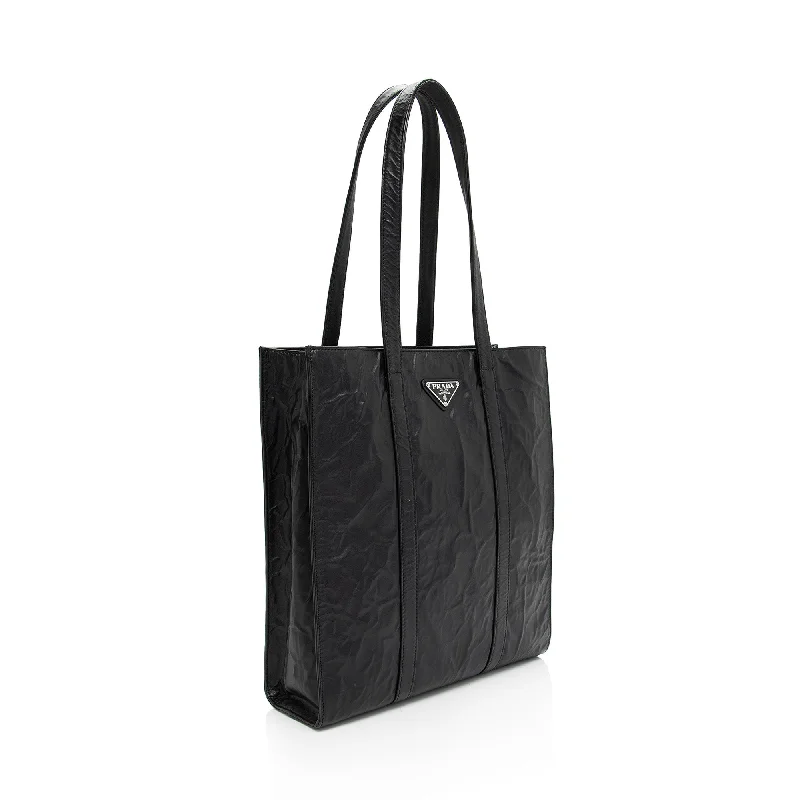 Prada tote bags with a spacious interior and a magnetic - snap closurePrada Antique Nappa Leather Small Shopping Tote NTTczZ