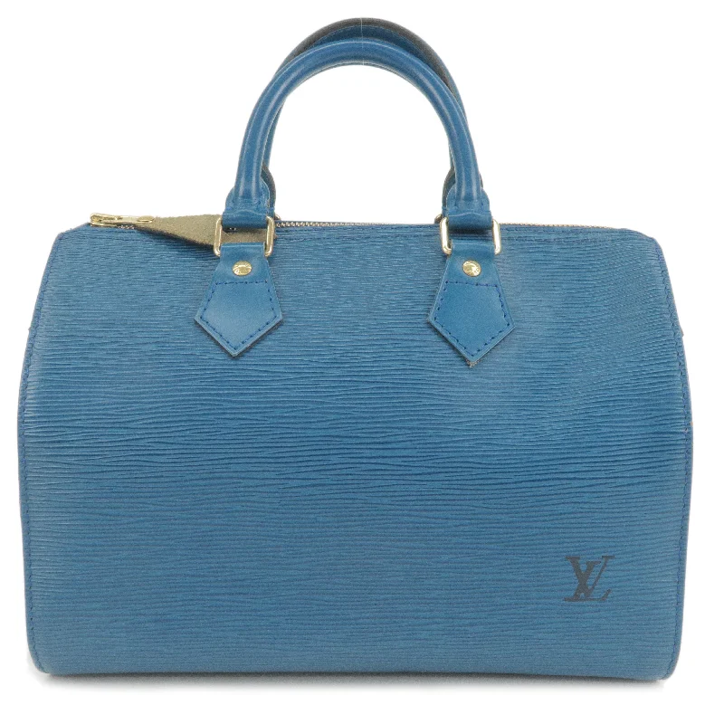 Louis Vuitton tote bags with a printed LV logo on the front for brand visibilityLouis Vuitton Epi Speedy 30 Hand Boston Bag Blue M43005