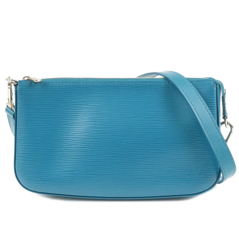 Ladies Louis Vuitton handbags with a detachable coin purse insideLouis Vuitton Epi Pochette Accessoires Pouch Cyan Turquoise M40823