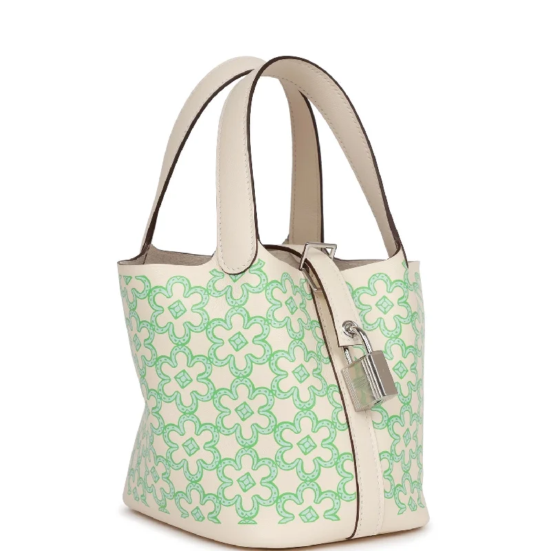 Water - Resistant Hermes Beach Bags for Summer FunHermes Micro Picotin Lock 14 "Lucky Daisy" Nata Swift Palladium Hardware