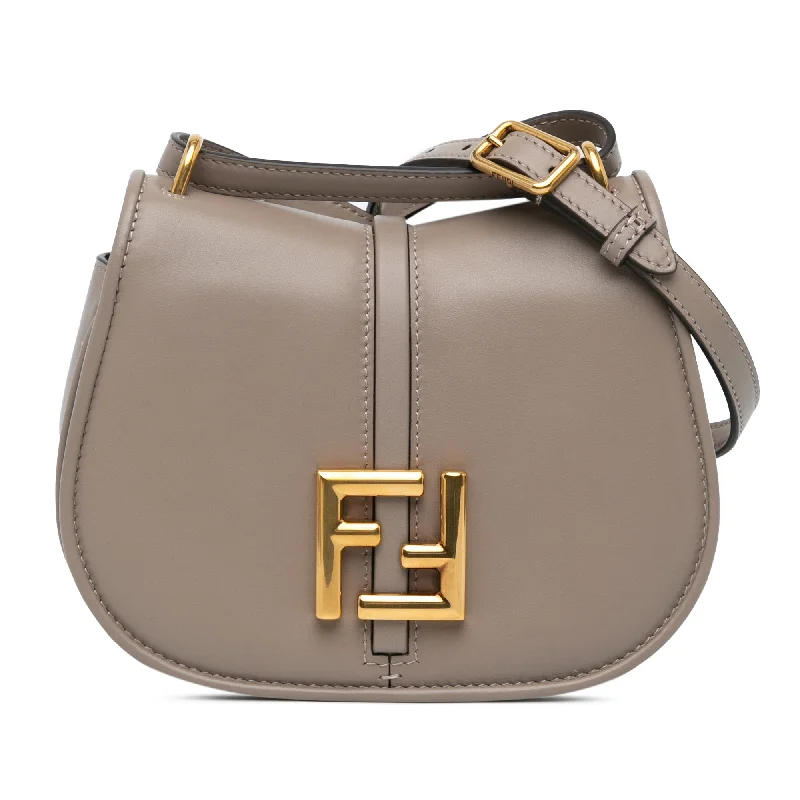 Hermes Bags with Magnetic and Twist - Lock ClosuresGray Fendi Mini Leather C’mon Crossbody