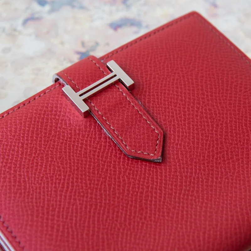 Compact Hermes Herbag Zip for Effortless CarryingHermes Compact Bearn Red Epsom Leather Wallet