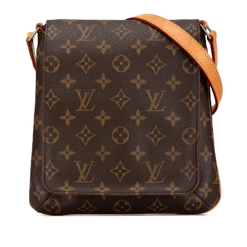 Louis Vuitton crossbody bags with a woven leather strap for textureBrown Louis Vuitton Monogram Musette Salsa Long Strap