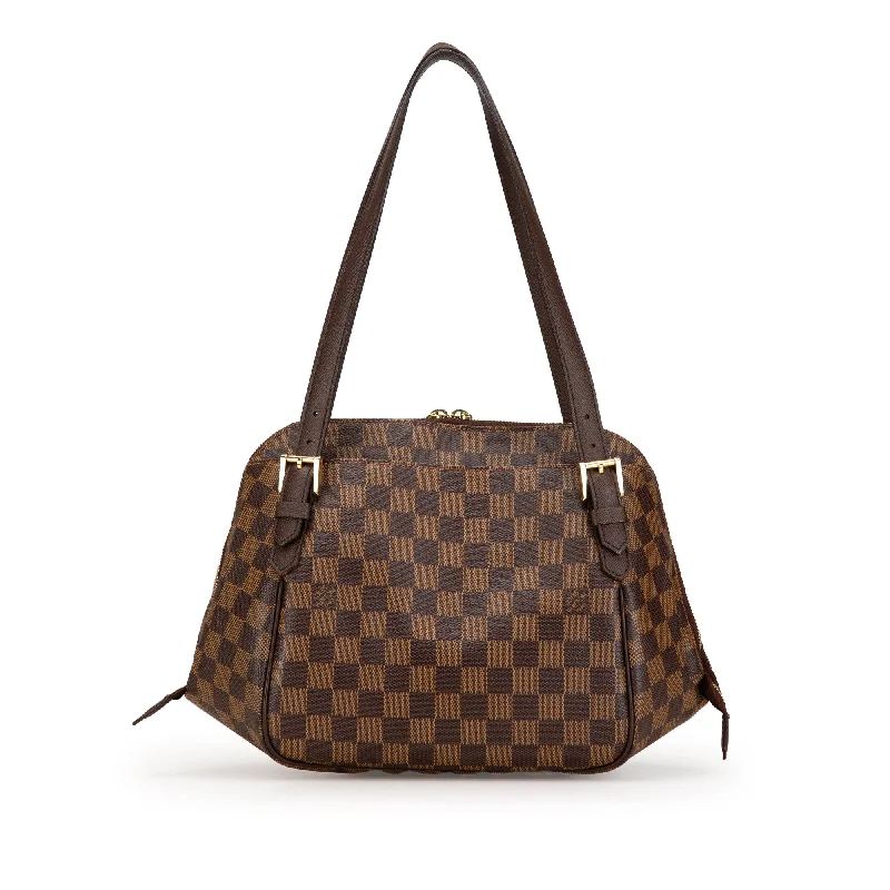 Louis Vuitton handbags with a metal - framed clasp for durabilityBrown Louis Vuitton Damier Ebene Belem MM Shoulder Bag