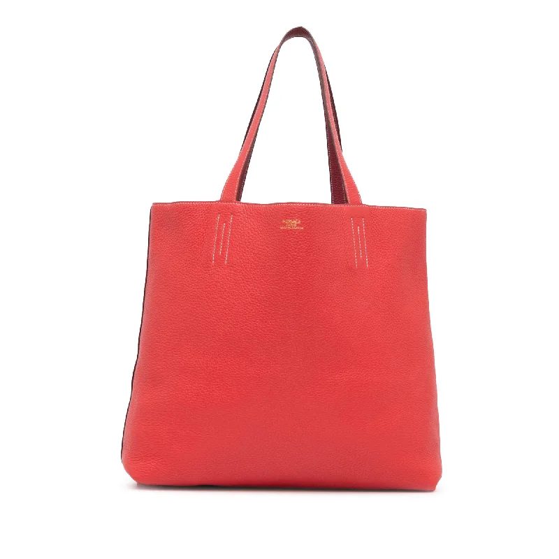 Hermes Bags with Adjustable and Padded Shoulder StrapsRed Hermès Clemence Double Sens 36 Tote Bag