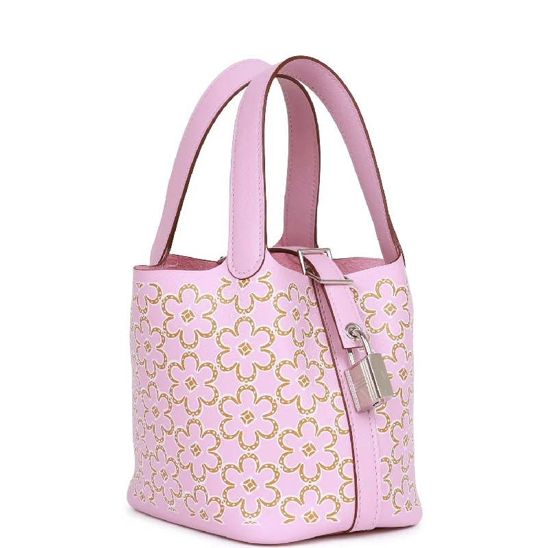 Hermes Bags with Detachable Pouches for VersatilityHermes Micro Picotin Lock 14 "Lucky Daisy" Mauve Sylvestre Swift Palladium Hardware