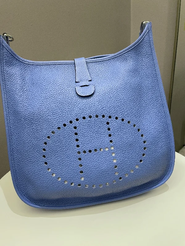 Sparkling Hermes Bags with Diamond - Encrusted AccentsHermes Evelyne GM Blue Paradise Clemence